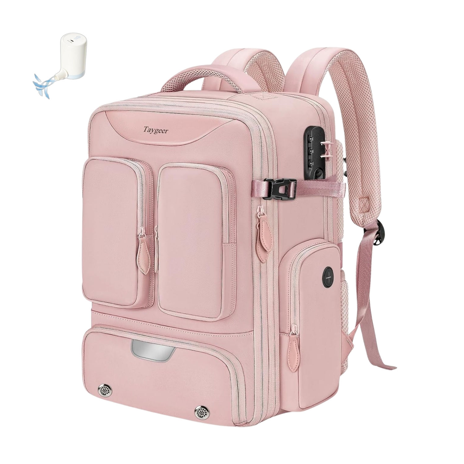 Mochila de viaje Taygeer con compresión al vacío, 45L, Rosado