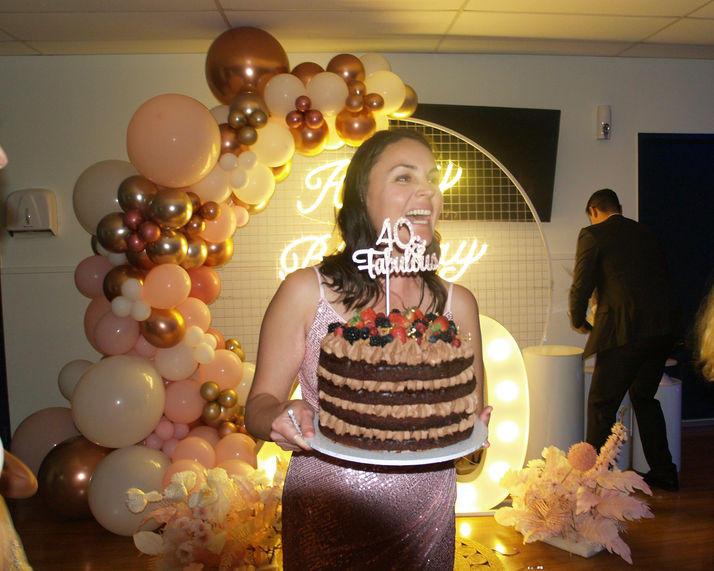 40th Birthday Celebration, Birthday Girl and her Cake