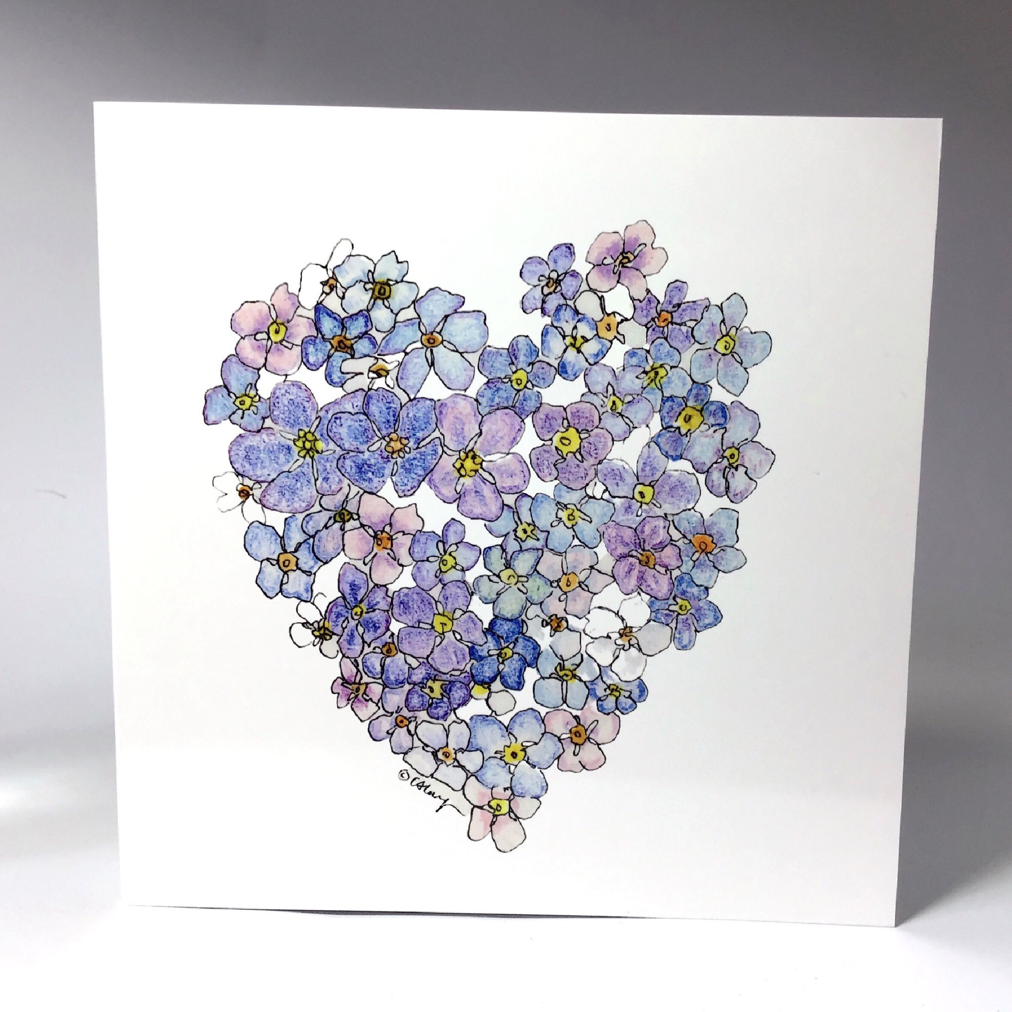 Forget-Me-Not Heart Card with or without Forget-Me-Not seeds to grow