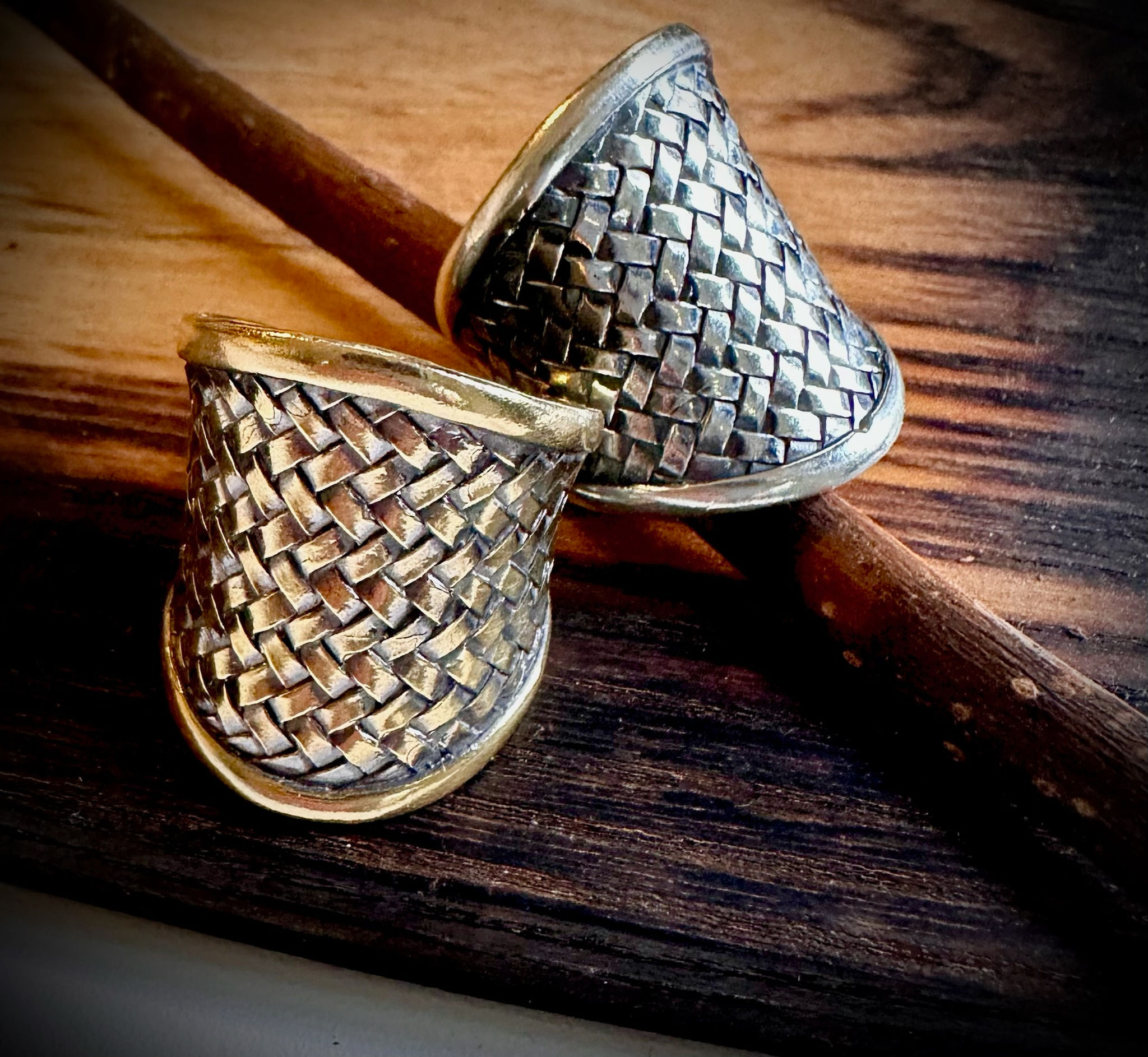 Shop the Mesh Sheild Rings in bronze from Nord Haus Shop