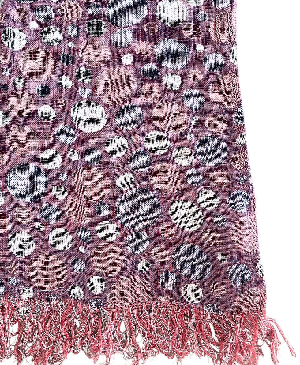 Thumbnail: Spotted Dark Pink and Purple Linen Scarf Made from pure Baltic linen