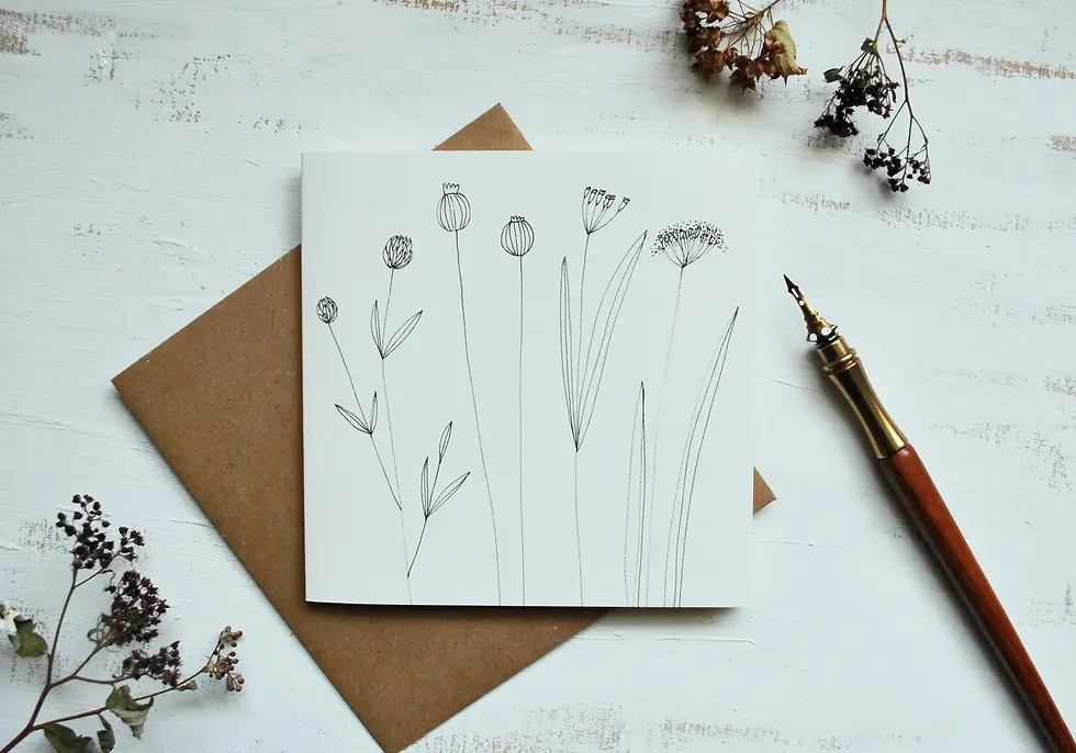Thumbnail: Nord Haus GRAPHIC FLOWERS Greeting Card graphical drawing