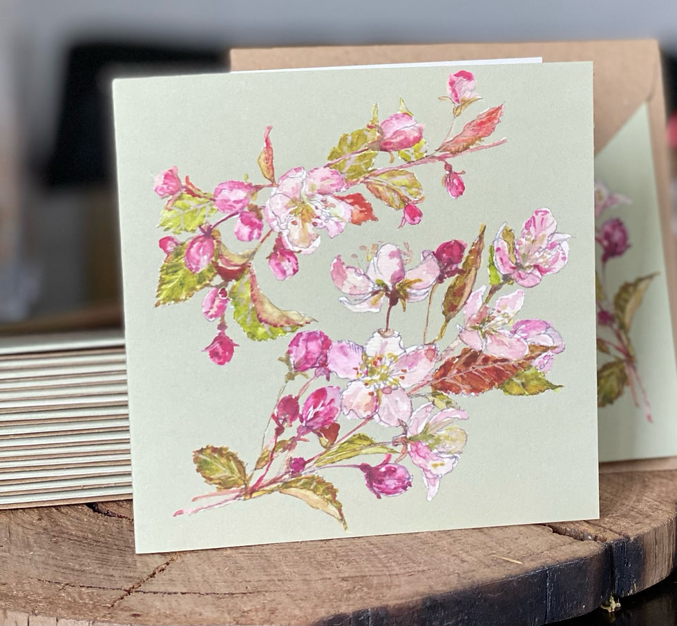 Thumbnail: Shop this watercolour plum blossom greeting card from Nord Haus Shop