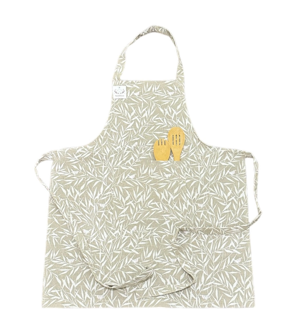 White Fern Linen Blend Apron