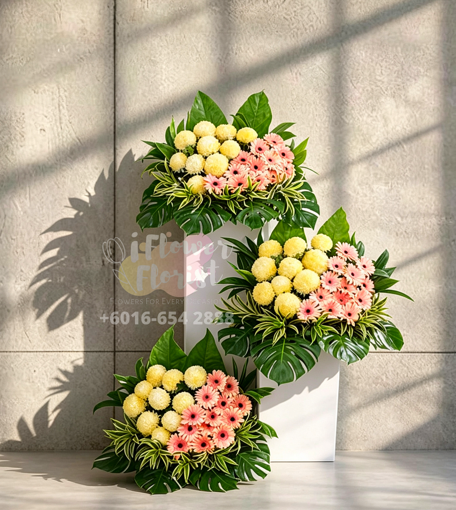 CS 0112 Warm Tier · 3-Tier Condolence Floral Set