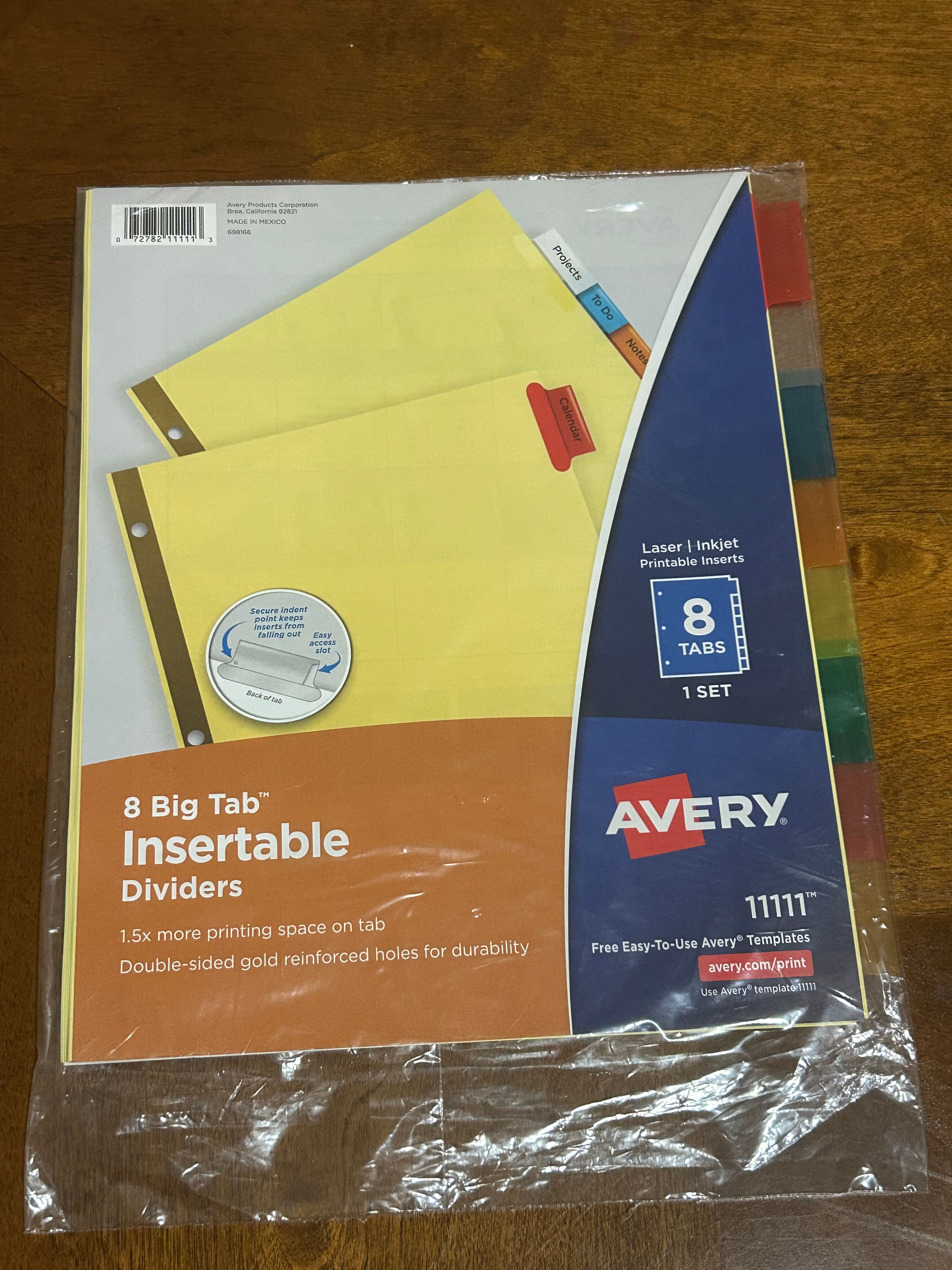 8 Avery Paper Dividers