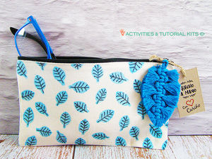 Neceser con hoja de Macramé de los talleres creativos de Activities and Tutorial Kits