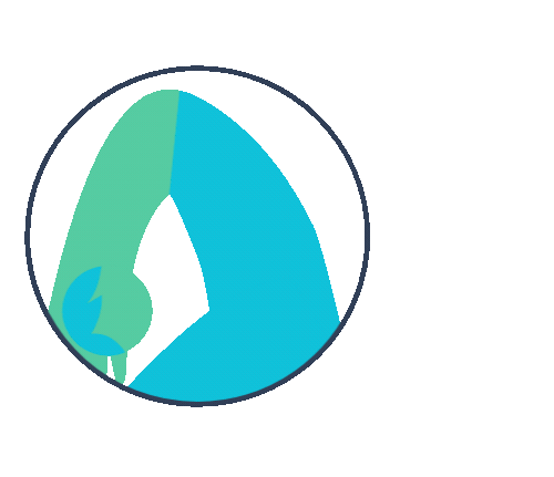 Abstract teal weaving‑person icon illustrating OmniReach’s creative graphic‑design craftsmanship.