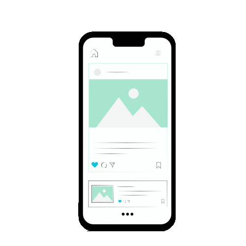 Animated smartphone with social media icons representing social media management