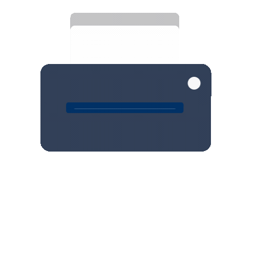 Dark‑blue printer icon representing OmniReach’s print‑ready flyer & collateral design services.