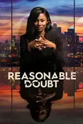 Poster for the Hulu legal drama "Reasonable Doubt" with a confident woman seated against the Los Angeles skyline at sunset, with audio post-production services provided by Smart Post Atlanta.