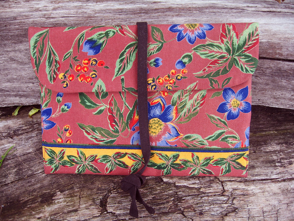 Tablet cover in brown with blue floral print