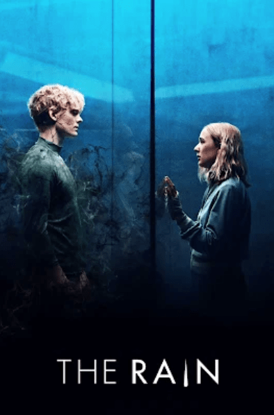 The cover of the Rain shows a brother and sister on opposite sides of a glass barrier.