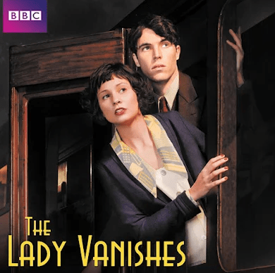 The cover image of The Lady Vanishes shows Iris and Max leaning out of a train window looking concerned.