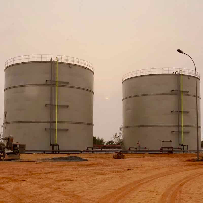 Sunbird Bioenergy Sierra Leone bioethanol and extra neutral alcohol (ENA) bulk storage tanks