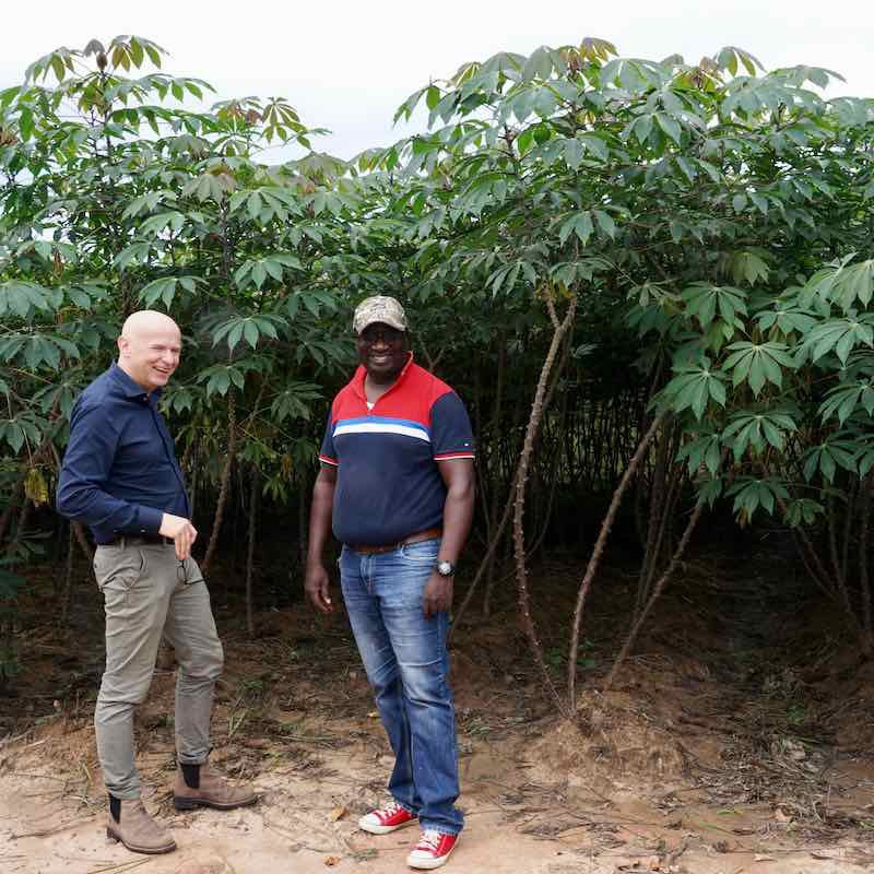 Richard Bennett inspecting Sunbird Bioenergy’s Cassava Farm in Kawambwa, Luapula Province, Zambia.