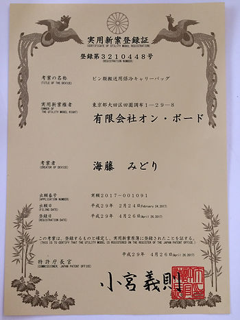Bottel Flyer実用新案登録証