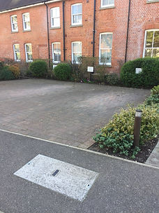Car parking spaces surrounded by beds with shrubs in, regularly mulched and bark chipped. All year round maintenance on a estate in Nacton, Ipswich, Suffolk. Maintained commercially on behalf of a property manager. 