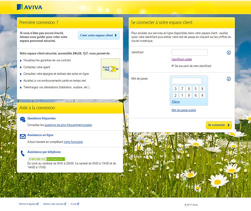 Old My Aviva France landing page