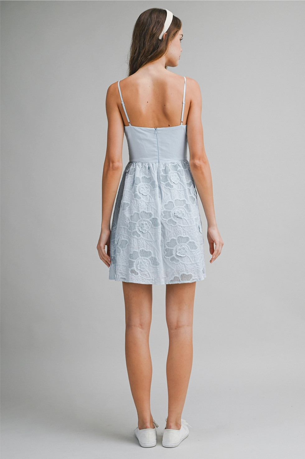 Thumbnail: Sky Blue Floral Embroidered Mini Dress
