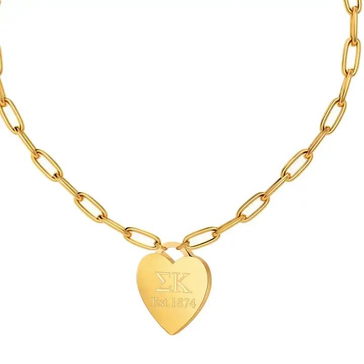 Thumbnail: Heart Tag Paperclip Necklace