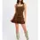 Thumbnail: Belted Suede Pleat Mini Dress