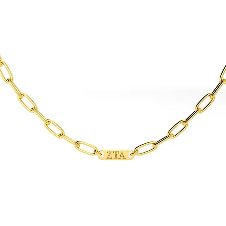 Zeta Tau Alpha Paperclip Bar Necklace