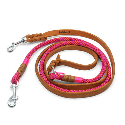 Umhängeleine Leder x Seil - Pink