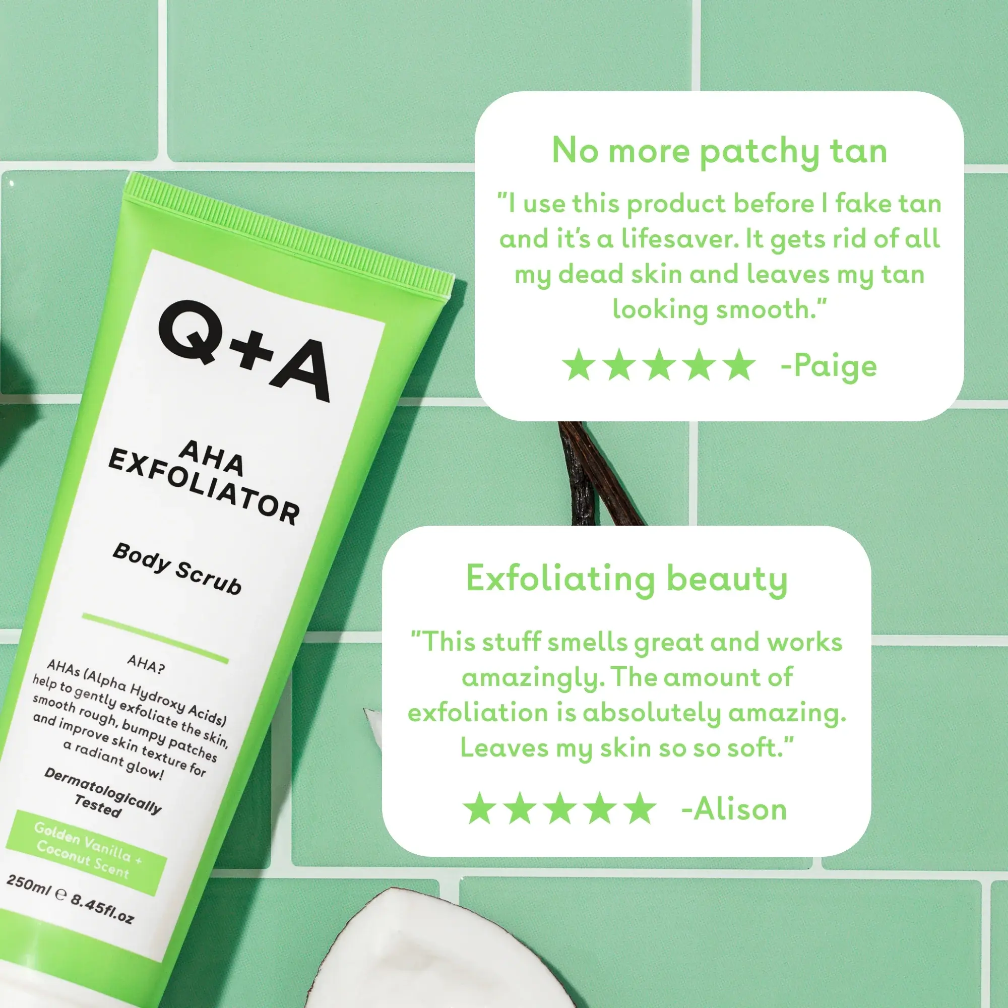 Q+A AHA Exfoliator Natural Body Scrub 250ml