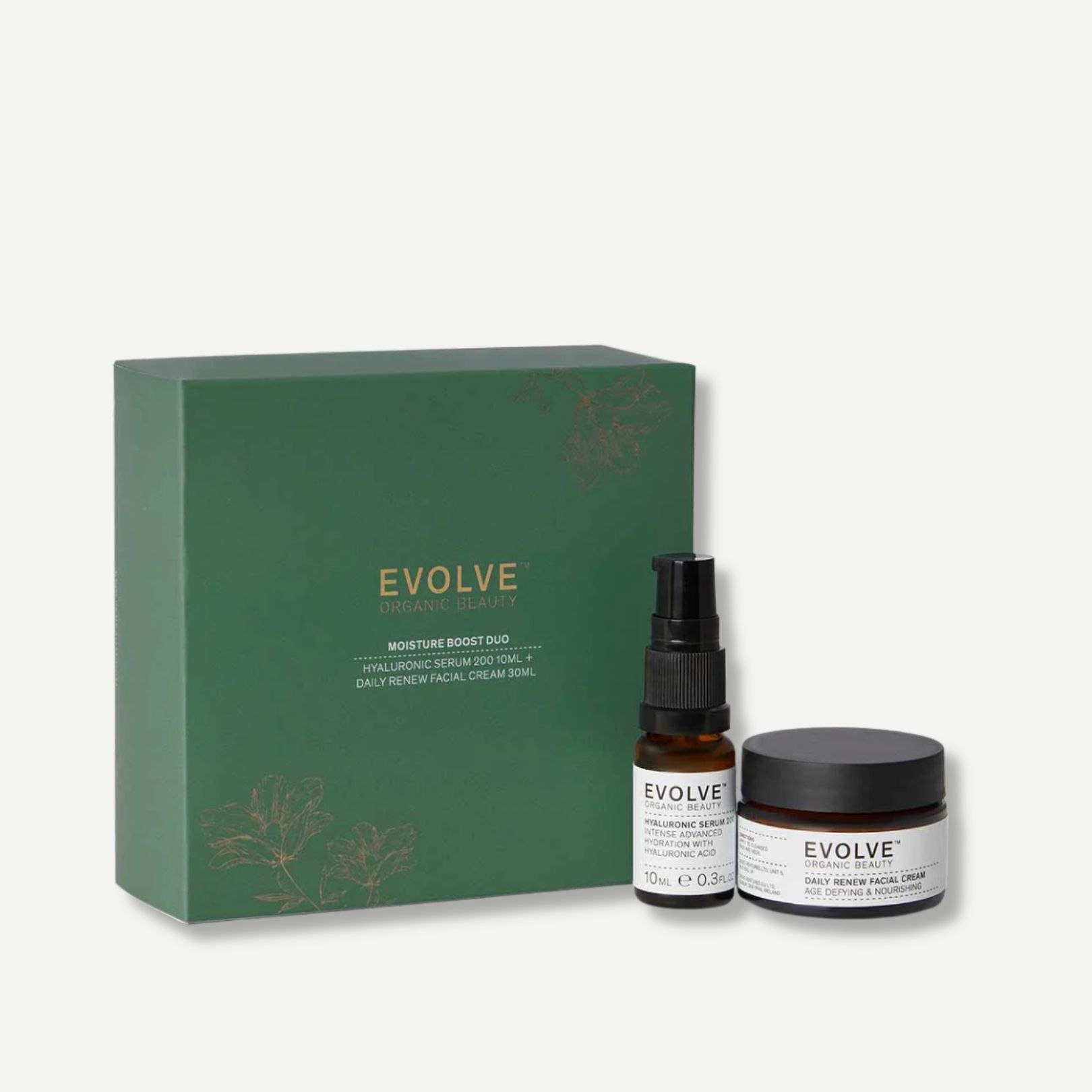 Evolve Organic Beauty Moisture Boost Duo | Daily Renew Cream + Hyaluronic Serum