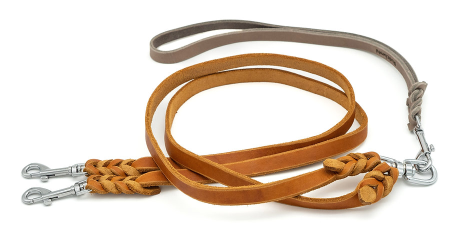 Leder Koppelleine für 2 Hunde