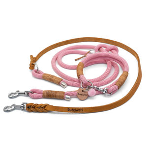 Festes Tauhalsband und Tauleine aus dem rosa Tauwerk Zuckerwatte