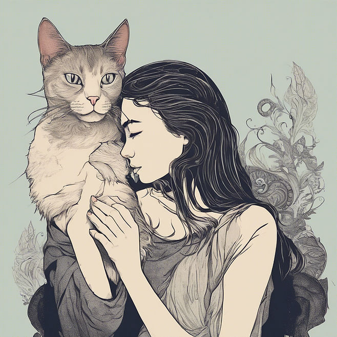 A WOMEN HOLDING A CAT SIDE PROFILES.jpg