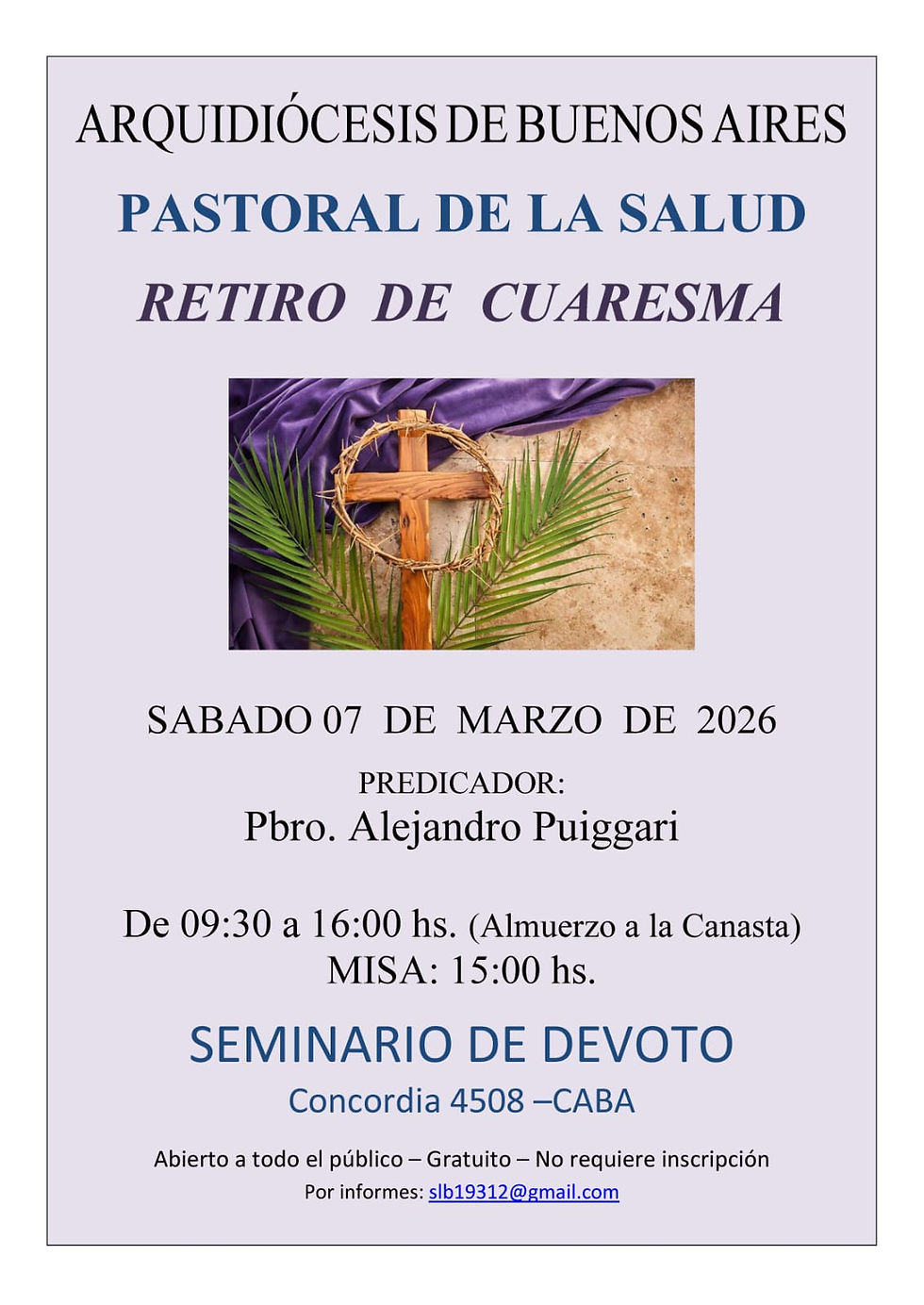 Retiro de Cuaresma organizado por Pastoral de la Salud de la Arquidiócesis de Buenos Aires