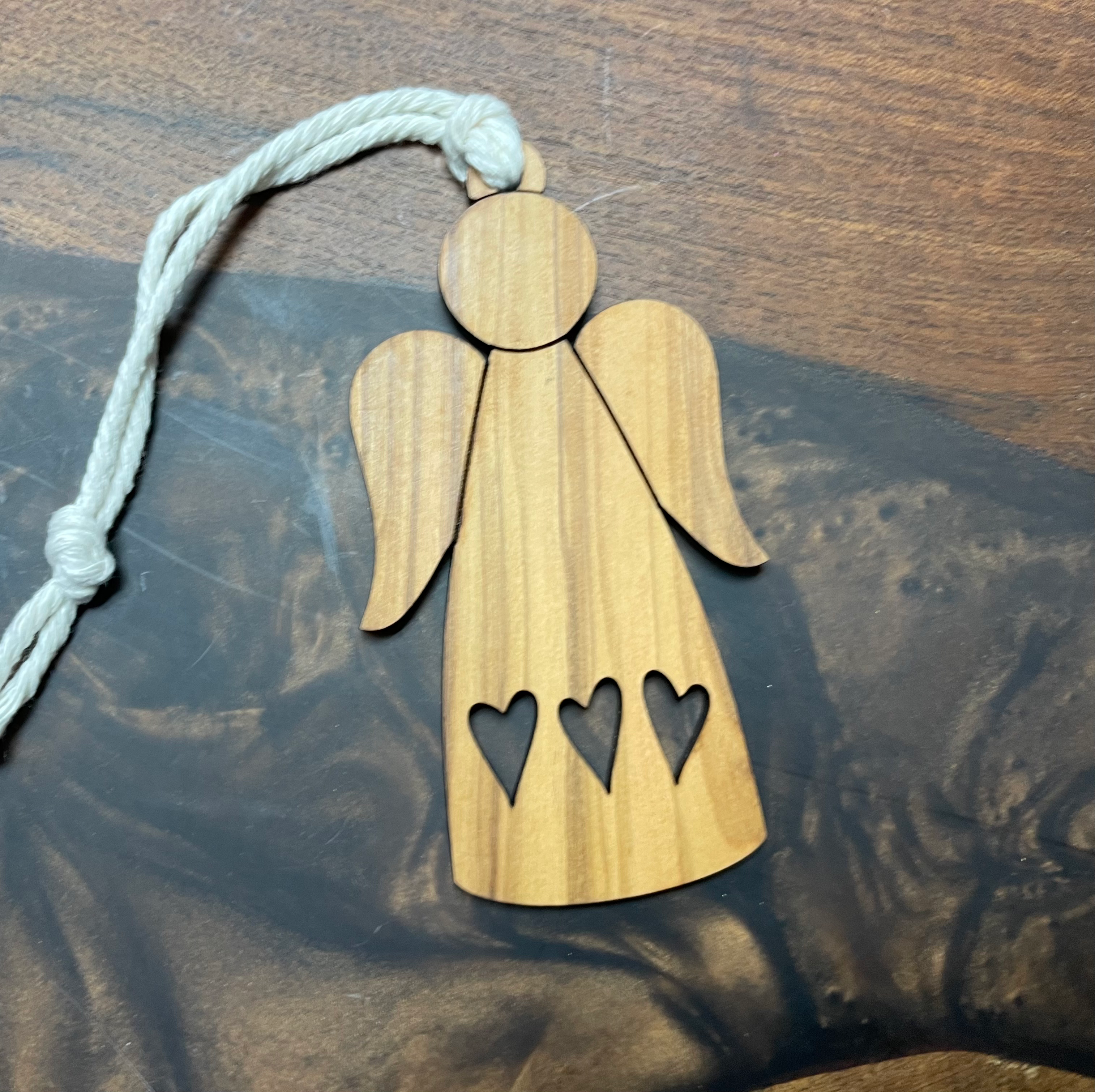 Wood Angel Christmas Ornament