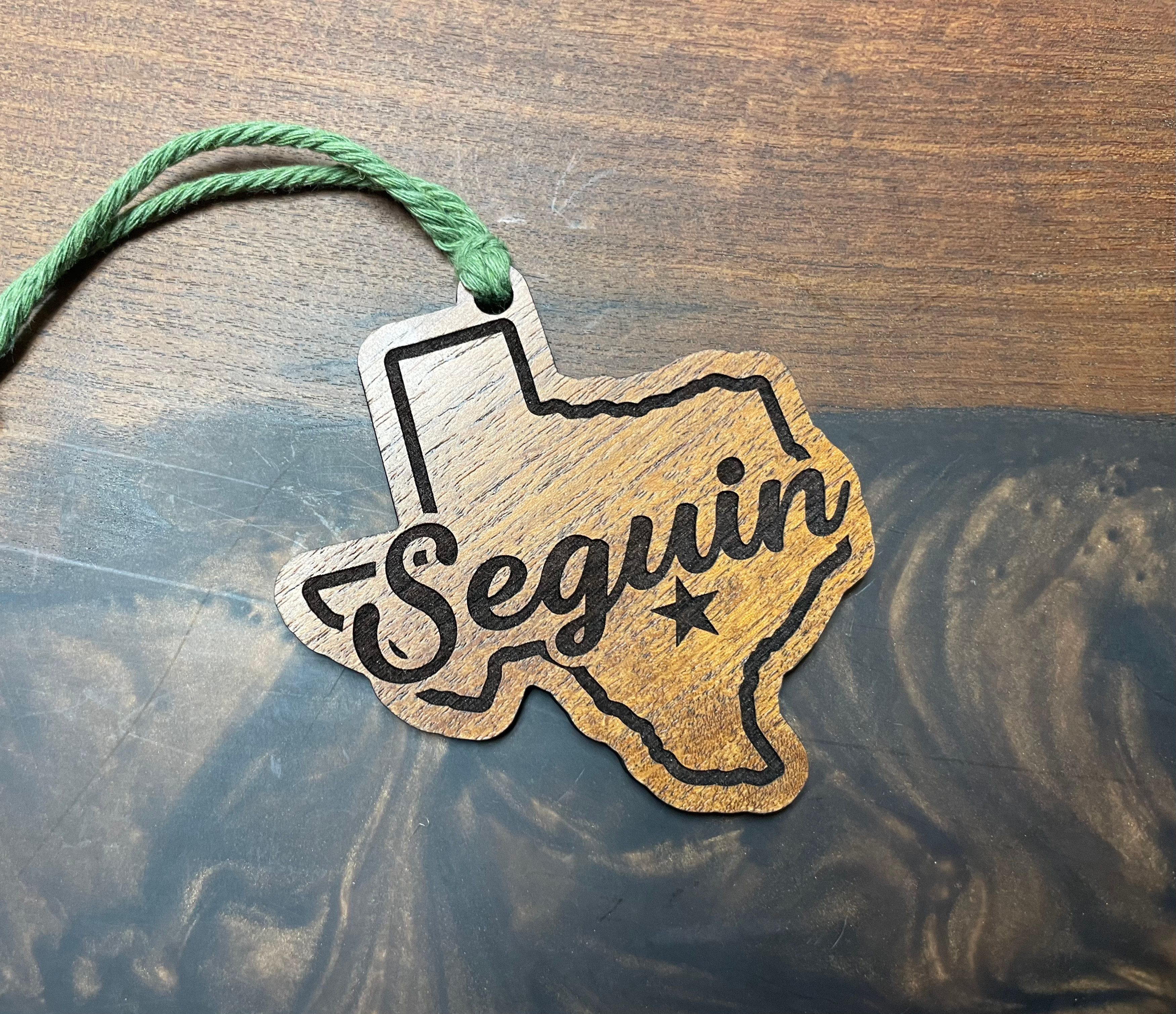 Wood Seguin Texas Christmas Ornament