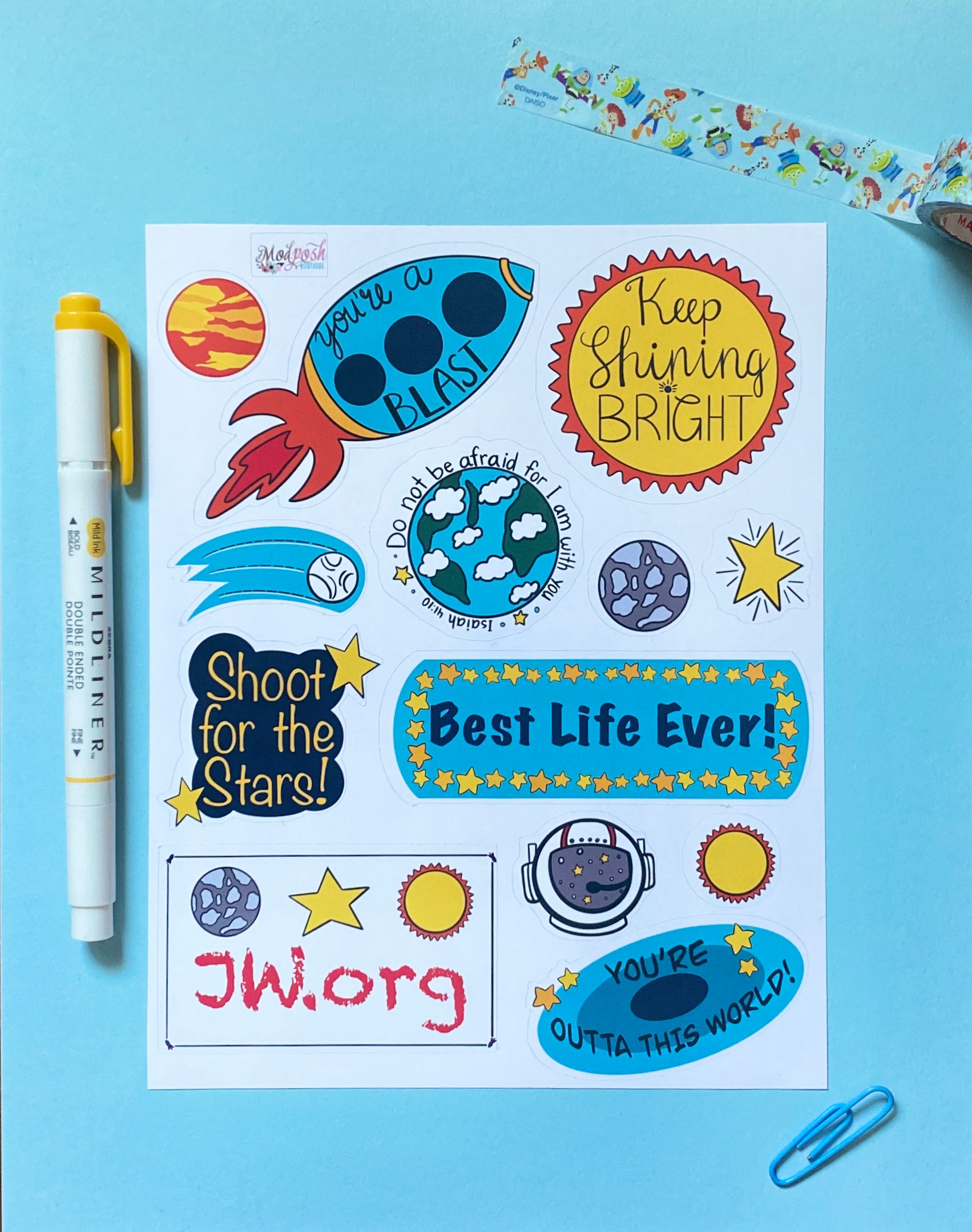 Space Motivational Sticker Sheet