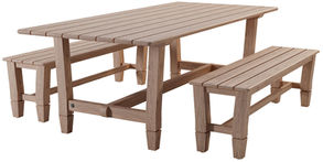 Huckleberry Eloro Solid Oak Dining Table and Benches with Slatted Oak Top
