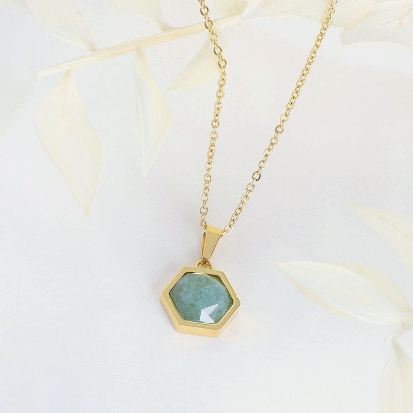 Thumbnail: Natural Hexagon Stone Necklace