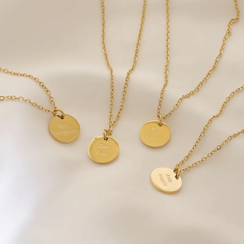 Thumbnail: Coined Birth Flower Necklace