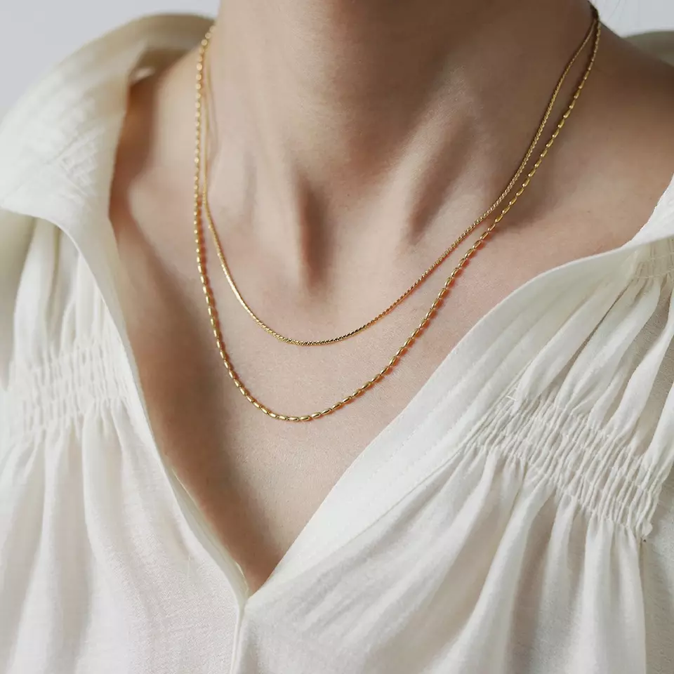 Thumbnail: Delicate Dual Layer Beaded Necklace