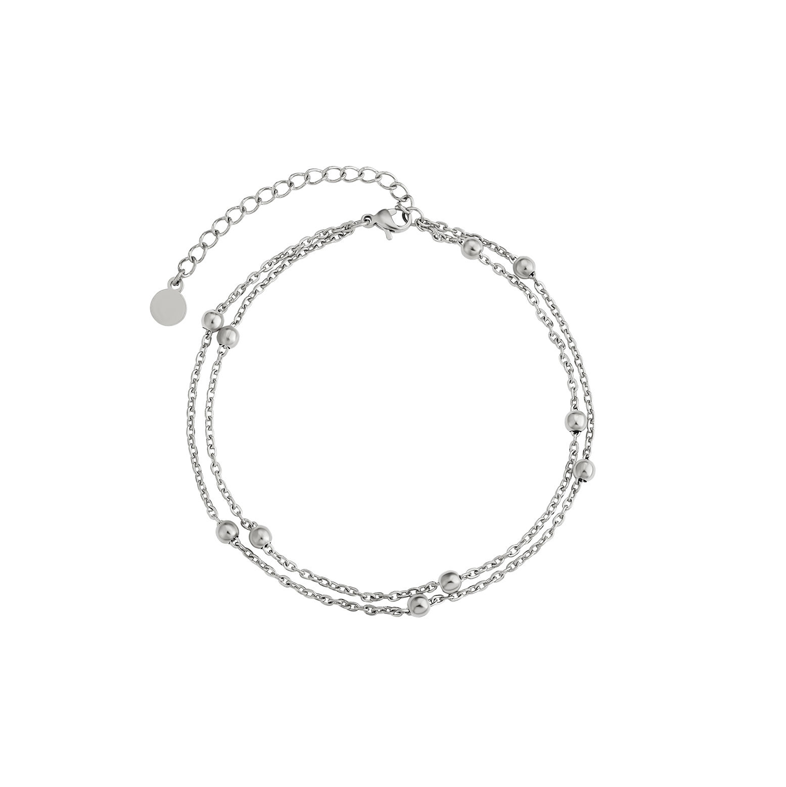Steel Dual Layer Beaded Anklet