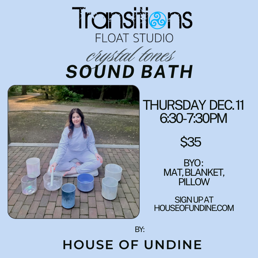 Crystal Tones Sound Bath at Transitions Float Spa in Midlothian    
