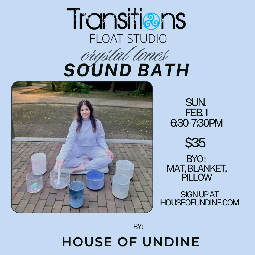Crystal Tones Sound Bath at Transitions Float Spa in Midlothian