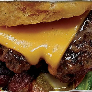 Smashed Fried Bread Bison Burger
