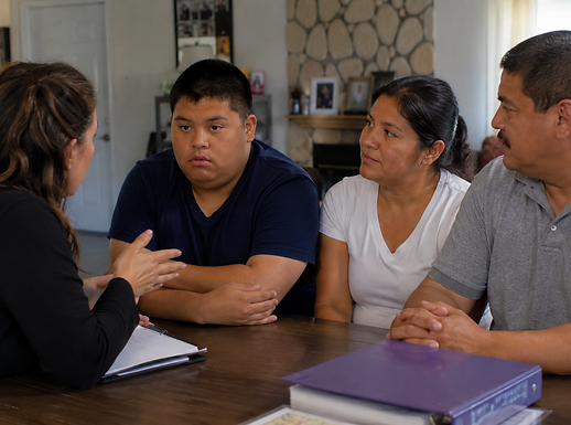Family receiving support and guidance for intellectual and developmental disabilities