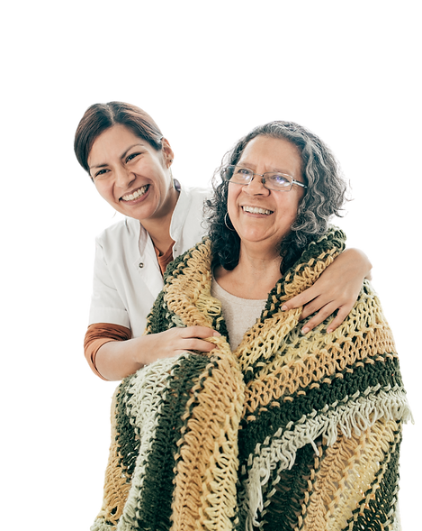 happy caregiver and client