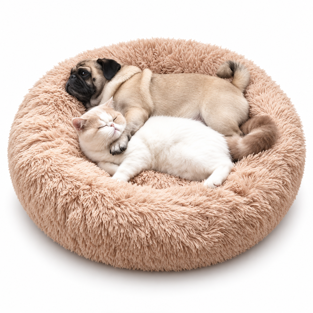Washable Calming Donut Dog Bed – Soft Plush Pet Bed