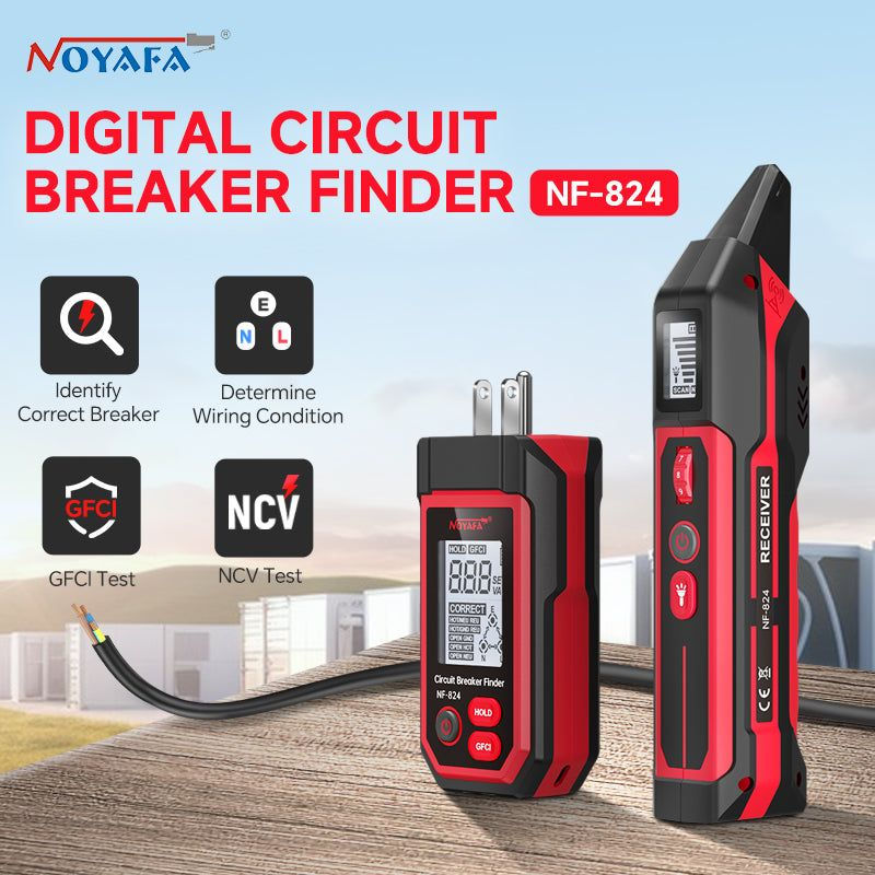Noyafa NF-824 Circuit Breaker Finder & GFCI Tester with Clear LCD Display