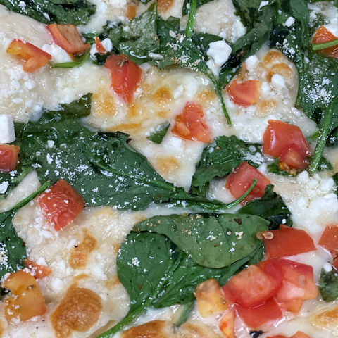 Spinach Tomato Feta Pizza